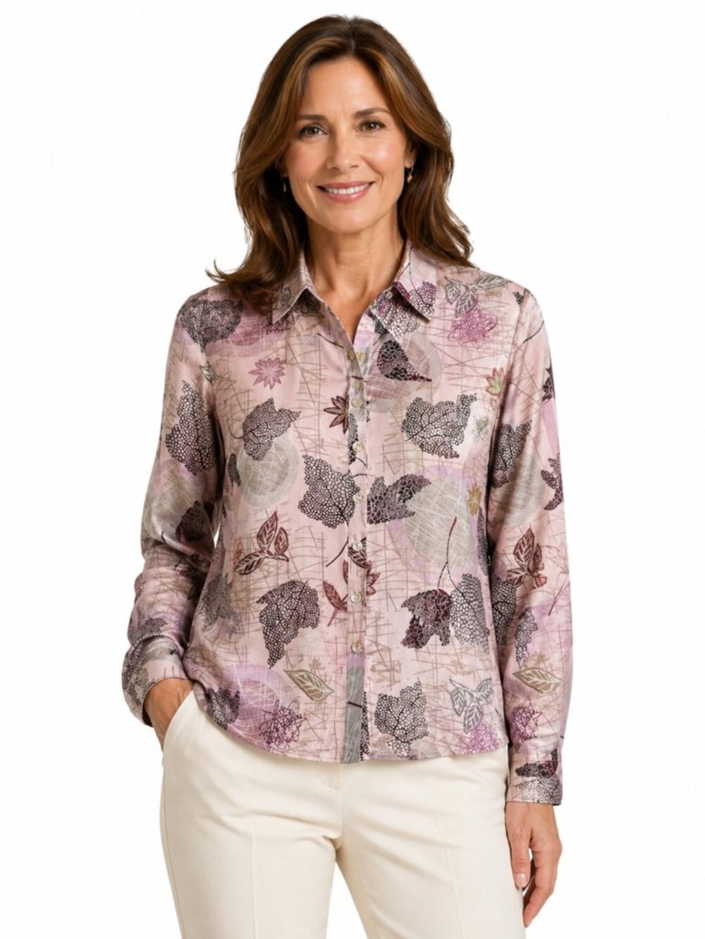 Pazuki London Mauve Print Silk Blouse